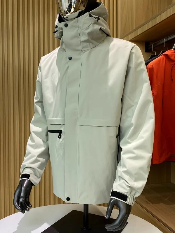 

Detachable Inner 90 Du down Windproof Water-resistant Tee-in-One Men's down Jaet Outdoor Casual Sle Nylon Fabric