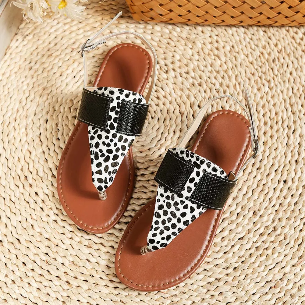 2023 Summer New Sandals Simple Leopards/Cow Pattern Flip Flops Sandals Non-Slip Comfortable Beach Shoes For Party Daily