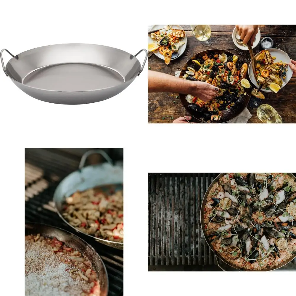 Sartén Paella de acero al carbono negro, 14,25 pulgadas, superficie de cocción grande para una auténtica cocina española