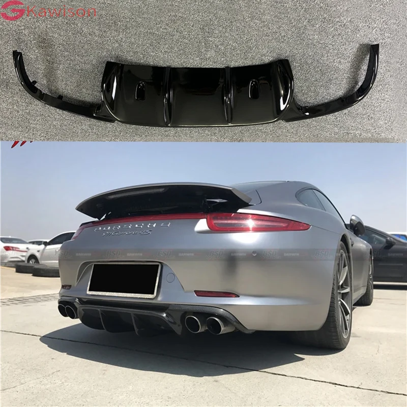 W stylu VRS prawdziwe dyfuzor tylnego zderzaka z włókna węglowego do 911 Porsche 991 911.1 modeli Carrera i Carrera 2012 2013 2014 2015