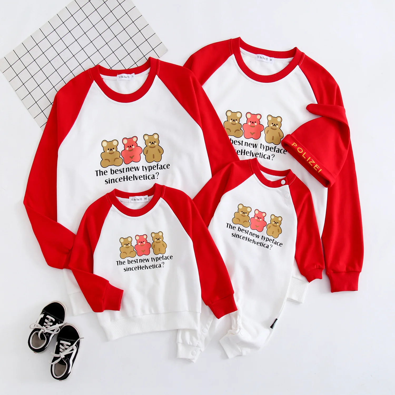 Equal Family Sweatshirts Korean Bear Print Children's Clothing Dad Mom and Daughter Son Matching Clothes Newborn Infant Romper