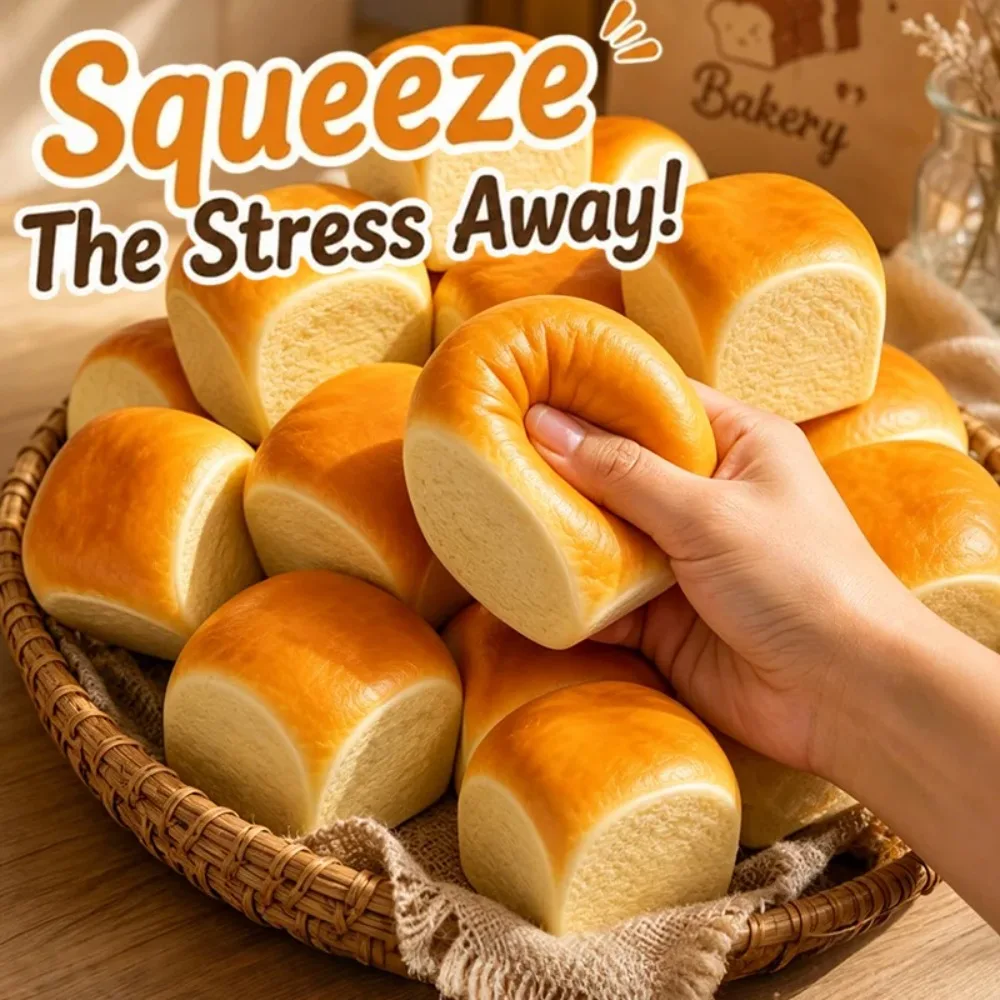 Brot-Squishy-Spielzeug, niedliche Brotform, zum Quetschen, Stressabbau, sensorisches Fidget-Spielzeug, Geschenk für Büro, Studium und tägliche Entspannung