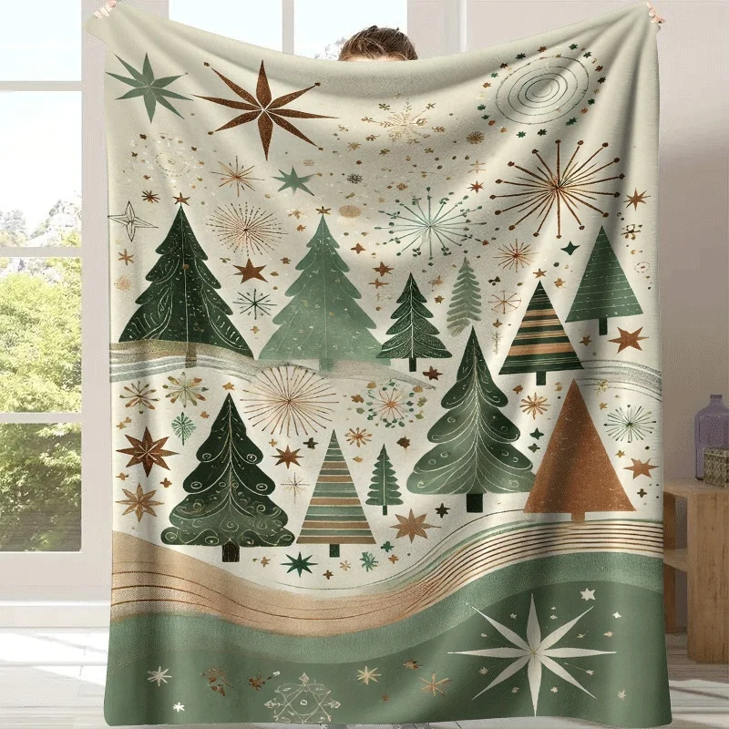 Cozy Christmas Flannel Throw Blanket Forest Evergreen Winter Holiday Decor Gift for Seasonal Couch Bedding Festive Xmas Keepsake