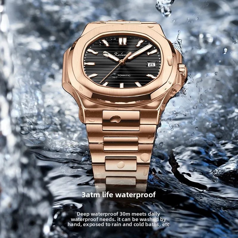 Stainless Steel Business World Map Kirin Emblem 30M Waterproof Luminous Quartz Watch for Men