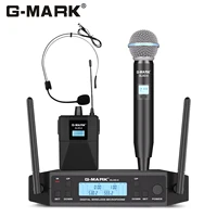 Micrófono Lavalier inalámbrico G-MARK GLXD4 UHF auriculares profesionales Clip Mic Bodypack frecuencia ajustable 50M para espectáculo de fiesta