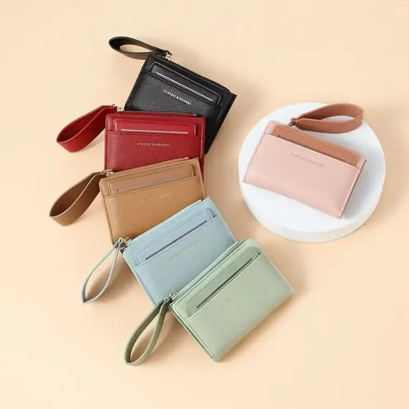 Multi-Functional Zipper Wallet With Card Slots Women's Short Folding Multi-Slot Wallet Pu Leather Zipper Fashion Short Purse