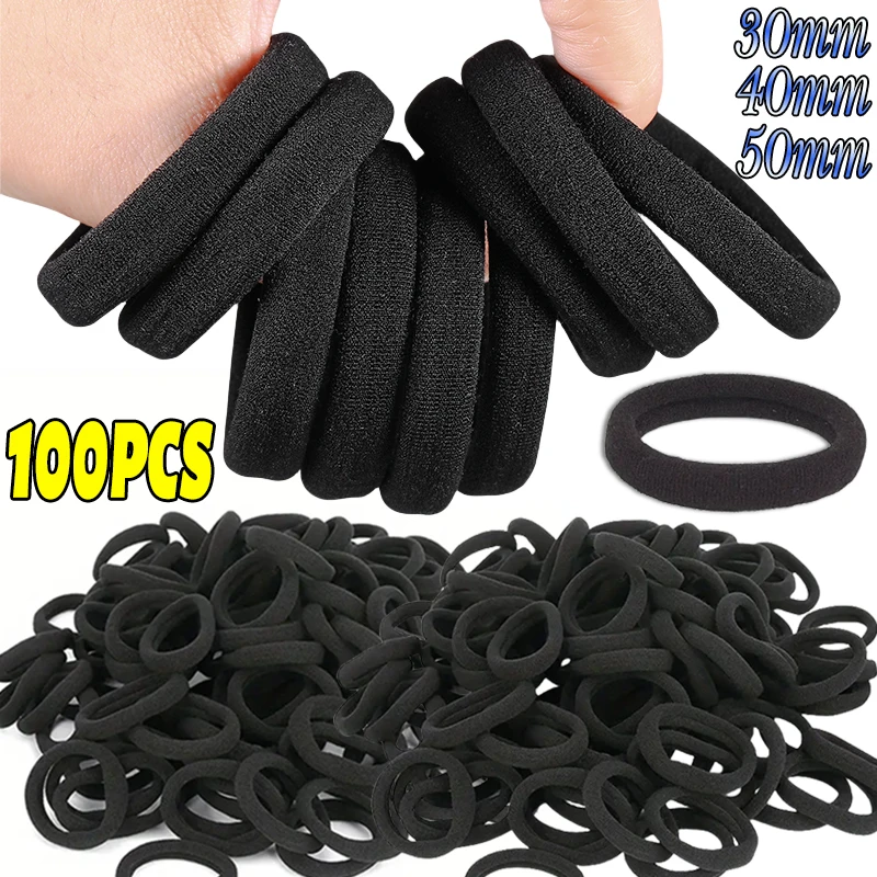 

50/100pcs Black Hair Bands for Women Girls Hairband High Elastic Rubber Band Hair Ties Ponytail Holder Scrunchies Accessorie