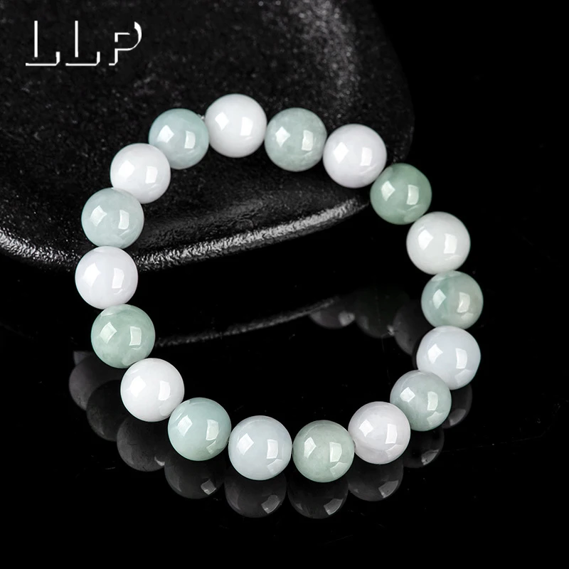 Natural A-Grade Jade Round Bead Bracelet Ice-Type Transparent Jade A Gift Accessory For Attracting Wealth And Good Fortune