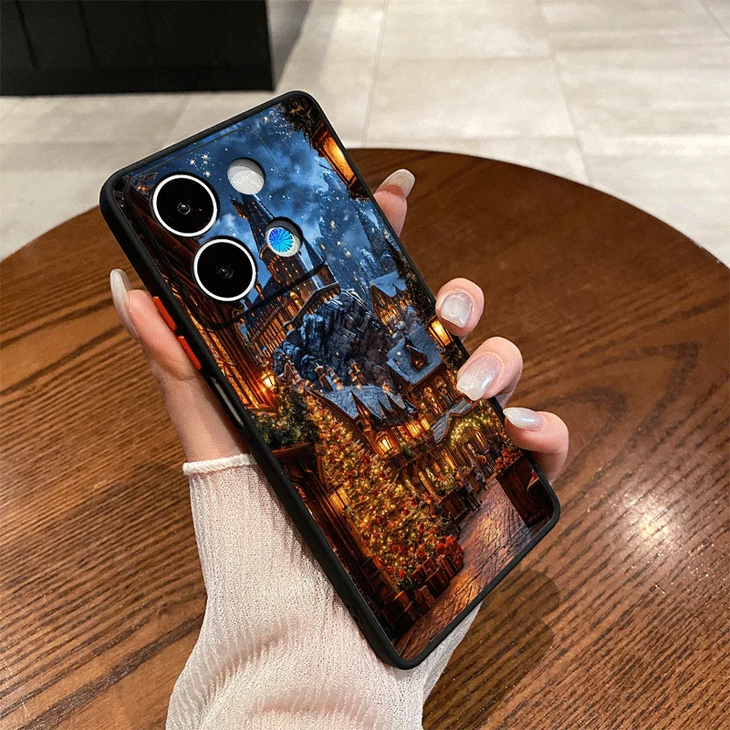 الشتاء الثلوج مشهد شجرة عيد الميلاد الفن قضية الهاتف لسامسونج غالاكسي A56 A55 A54 A53 A52 A51 A16 A15 A14 A07 A06 الغطاء الخلفي الصلب