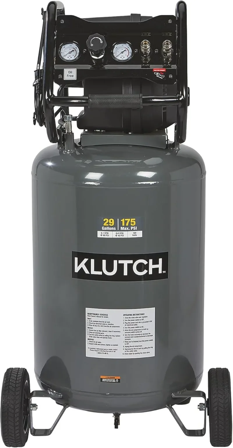 

Klutch 29-Gallon Air Compressor, 2.5 HP, 120 Volts, 175 PSI