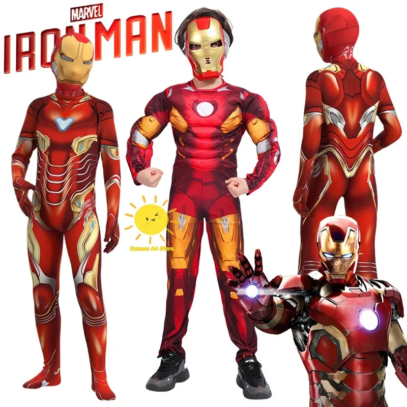 qq023 BEAST KINGDOM الرجل الحديدي زي حفلة الهالوين توني ستارك كوسبلاي للجنسين ملابس العضلات البدلة حللا سوب