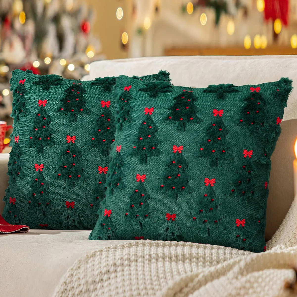 

Pillow Cover Xmas Tree Cushion Cover for Bed Sofa Living Room Soft Plush Pillow Cover Winter Christmas Holiday Home Decor