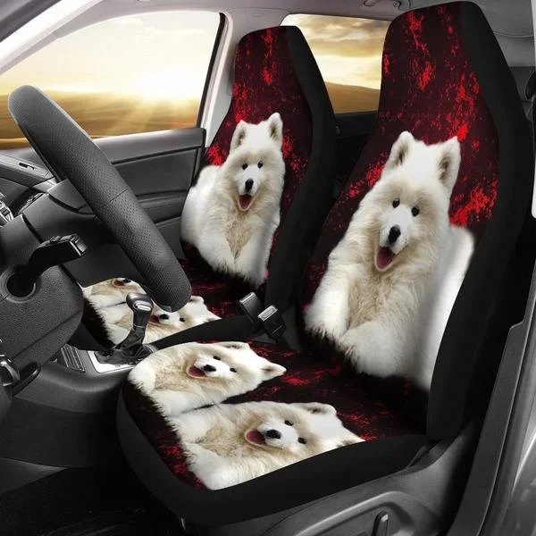 Samoyed Dog Print Car Seat Covers 2pcs