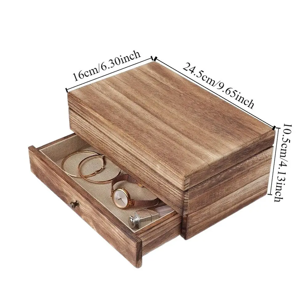 Double Layer Wooden Jewelry Display Box Vintage Multicompartment Lipsticks Storage Holder Soft Lining Large Capacity