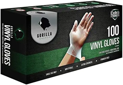 

GORILLA SUPPLY Disposable Vinyl Gloves – Latex & Powder Free, BPA Safe, S-XL (100-1000 Ct)