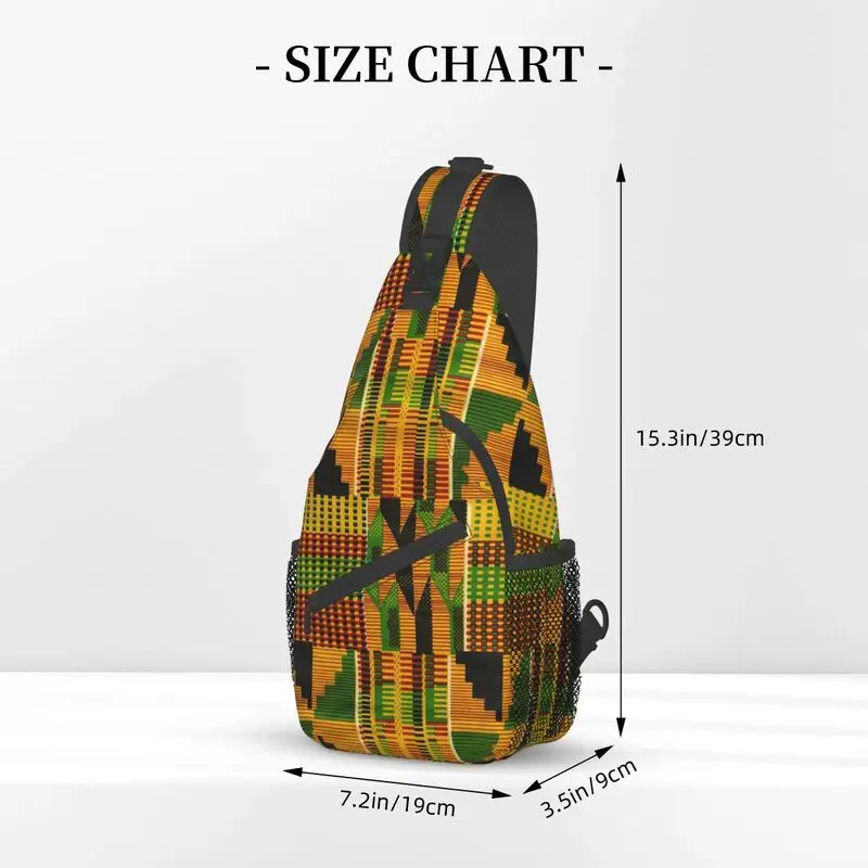 Mochila cruzada con diseño de Kente africano, bandolera de hombro con patrón étnico tradicional de África, bolso de pecho para viajes, senderismo y día