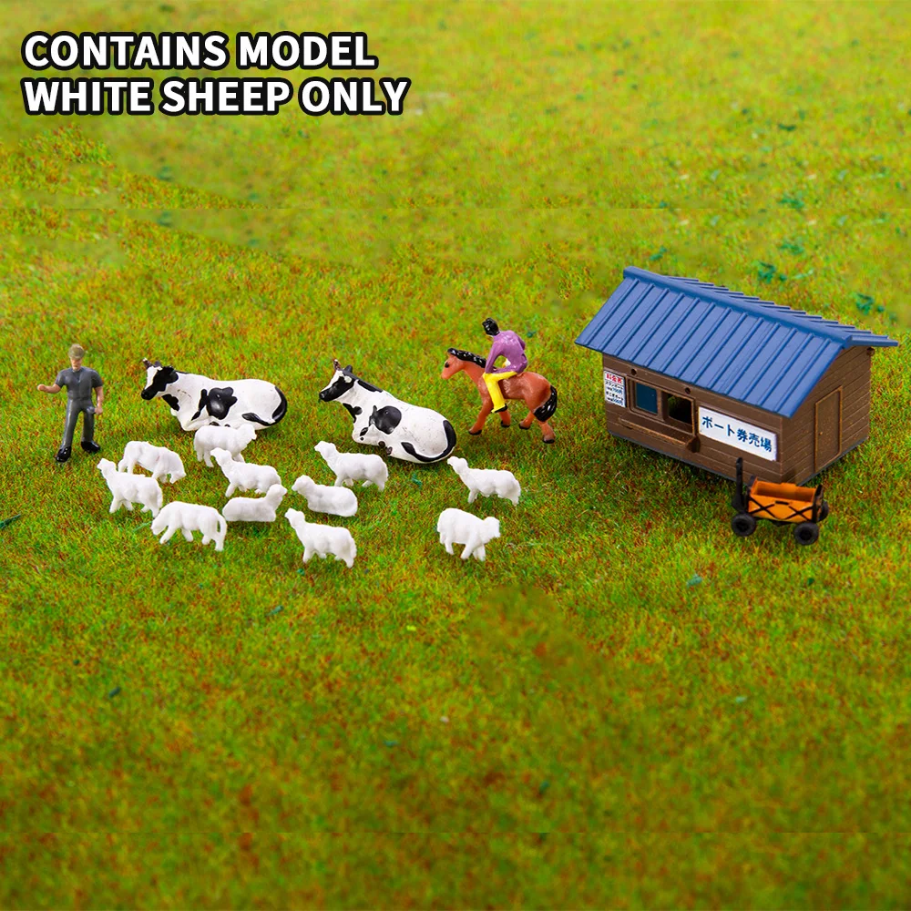 ​1:87 HO Scale UnPainted White Animals Sheep Model For Farm Sand Table Scene Layout Materials Diorama Kits 6Pcs