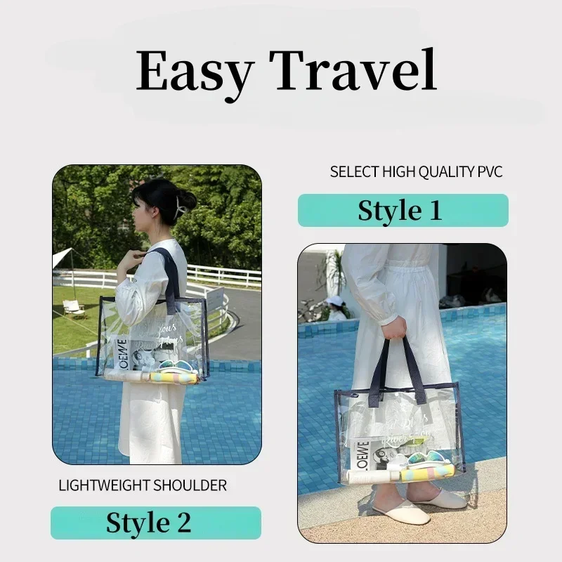 Outdoor Swimming Bag Thickened PVC Transparent Visible Cosmetic Organiser Waterproof Wash Bag Large Capacity Portable Beach Bag