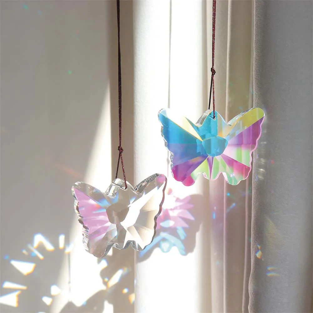 

Crystal butterfly prism pendant lighting decoration wedding sun catcher Curtains hanging decor rainbow chandelier crystal parts