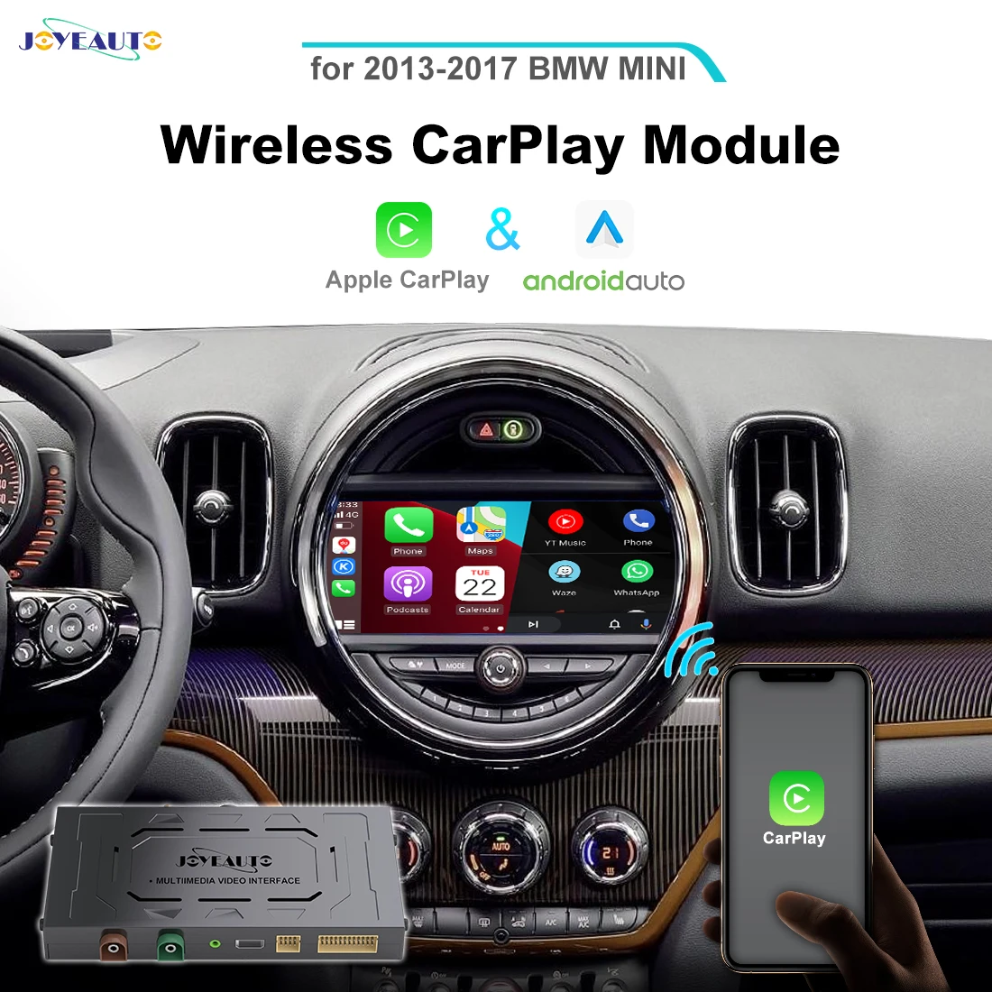 

Joyeauto Wireless Apple CarPlay for BMW MINI F-Type NBT 2013-2017 Wireless Android Auto iOS Mirror Car Play Support Rear Camera