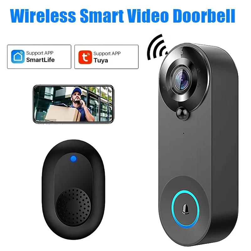 

1080P Wi-Fi умный видео дверной звонок Tuya беспроводной видео дверной звонок умный дом безопасность обнаружение ночного видения голосовой домофон дверной звонок