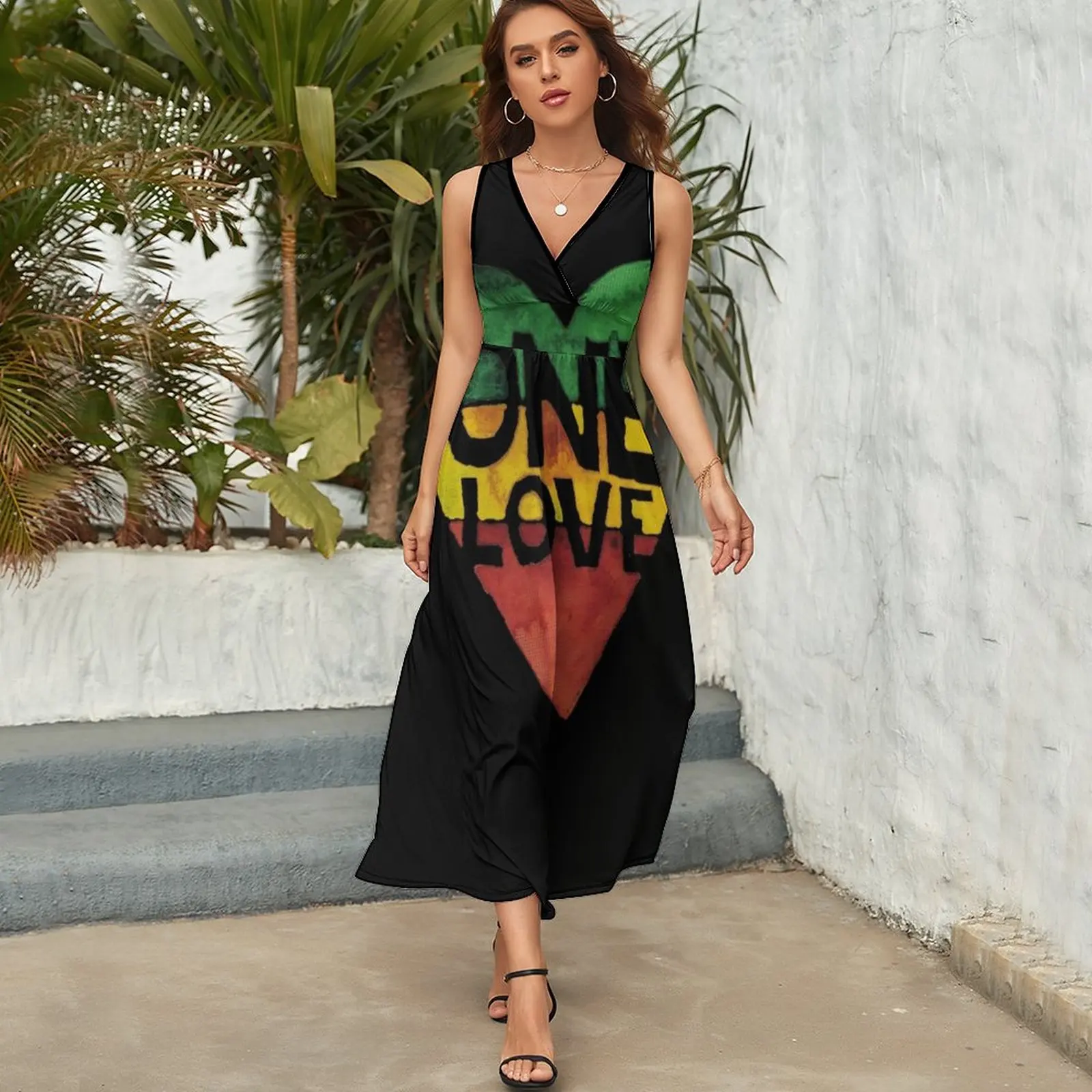 One Love Music Rasta Reggae Heart Peace Roots Sleeveless Dress dresses for official occasions dress dresses women clothes