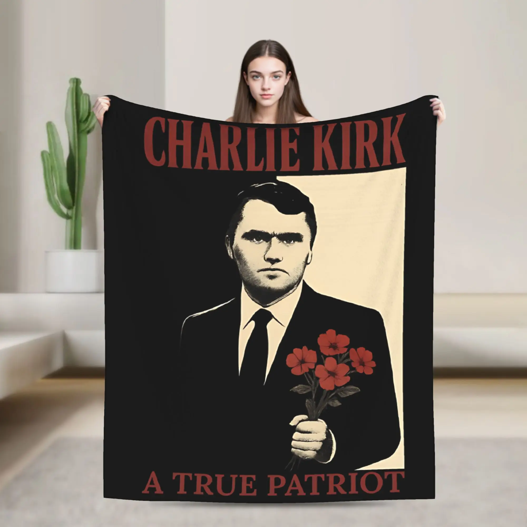 

Charlie Kirk A True Patriot Flannel Throw Blankets Blankets for Sofa Car Ultra-Soft Plush Thin Quilt,