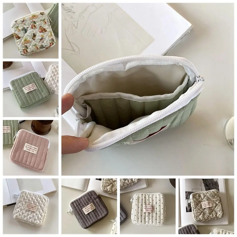 

Korean Style Sanitary Napkin Storage Bag Small Item Bag Ox Cloth Cosmetic Bag Data Cable Storage Bag Flower Pendant