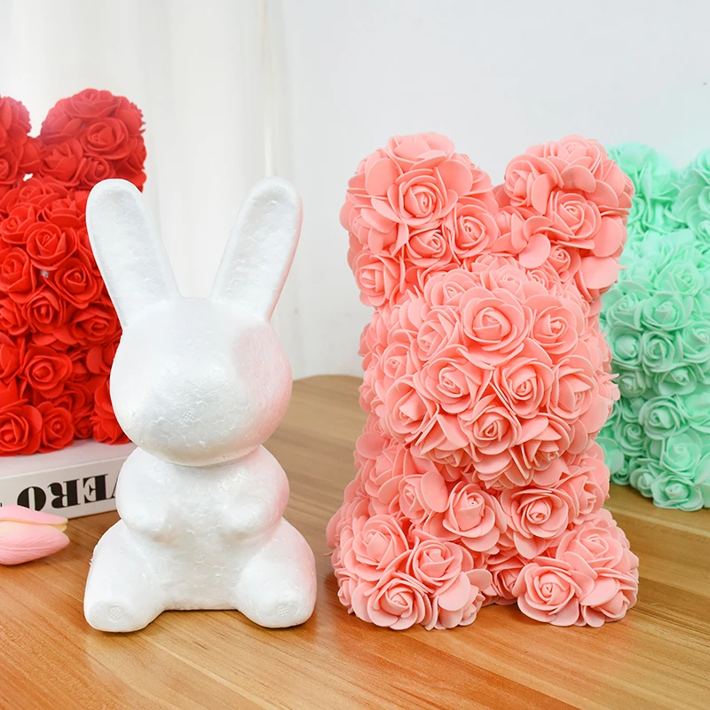 

1Pc Foam Bunny Rose Styrofoam Rabbit Modelling Mould Easter Decorations Wedding Birthday Party Valentine's Day Gift DIY Craft