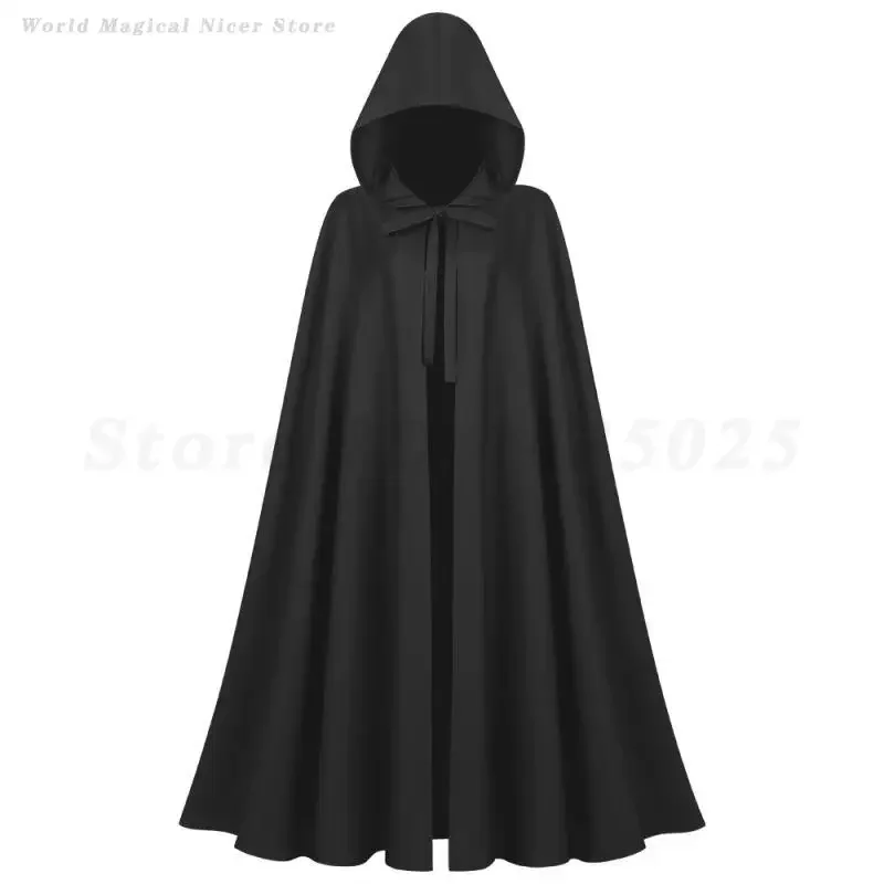Disfraz de Halloween para hombre y mujer, capa de bruja y vampiro, bata, capa gótica Vintage con capucha, capa Medieval Unisex para adulto