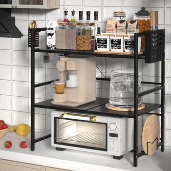 Kitchen Elevated Design Seasoning Rack Microwave Storage RackBilayer Oven Modern Minimalism Kitchen Accessories Organizer 4