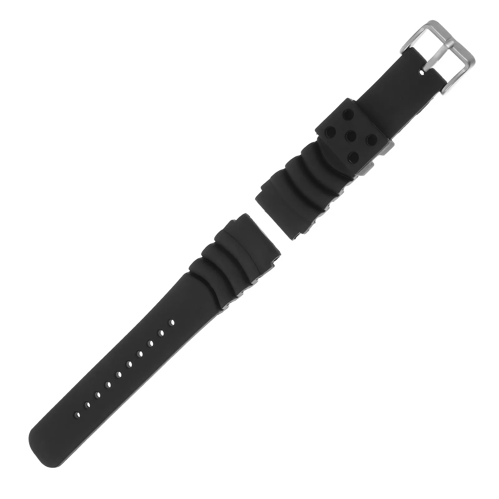 High End 22Mm Waterproof Silicone Watch Strap Smooth Skin Friendly Seamless Design for Gym Swimming Hiking Running Black