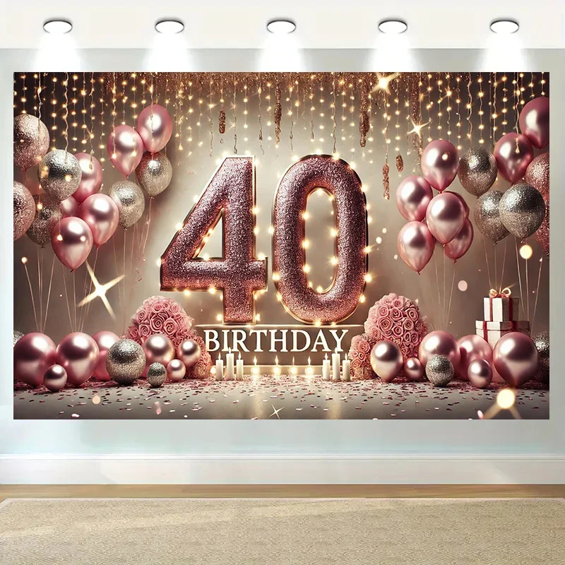 Feierbanner zum 40. Geburtstag – Partydekoration aus Polyesterfaser, Urlaubsparty, Garten, Hintergrundstoff