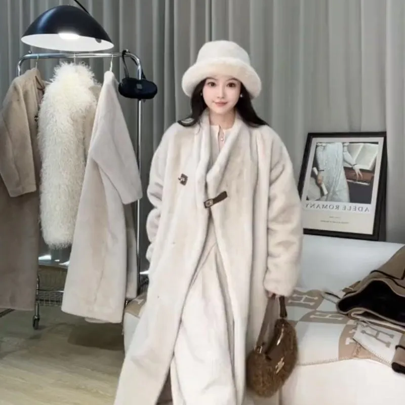 New fur coat women's mid-length warm imitation