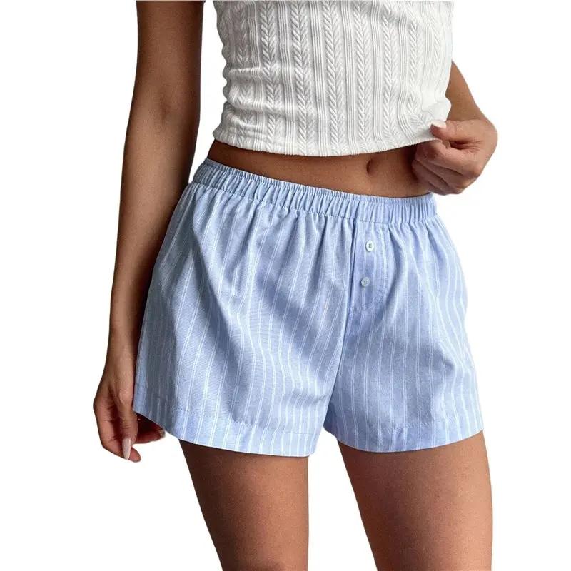 

Шорты в клетку CYL-Y2k: милые свободные шорты-боксеры в стиле гингем для женщин, клетчатые пижамные шорты для отдыха, шорты для сна в стиле преппи.