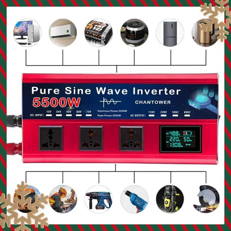 ADEA Inverter DC 12v/24v/48v/60v/72v To AC 110v/220v Voltage Converter Car Solar Power Inverter5500W 5000W 4000W Pure Sine Wave