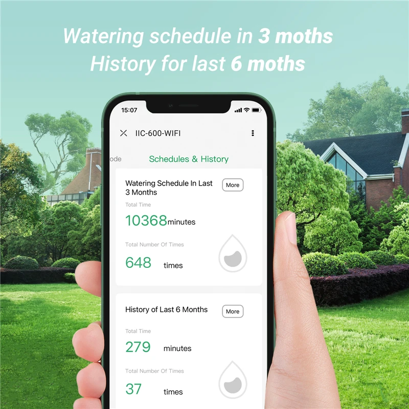 INKBIRD 6-Zone Wi-Fi Controls Sprinkler Controller Smart Irrigation Timer Supports Seasonal Adjustment Multi-time Watering