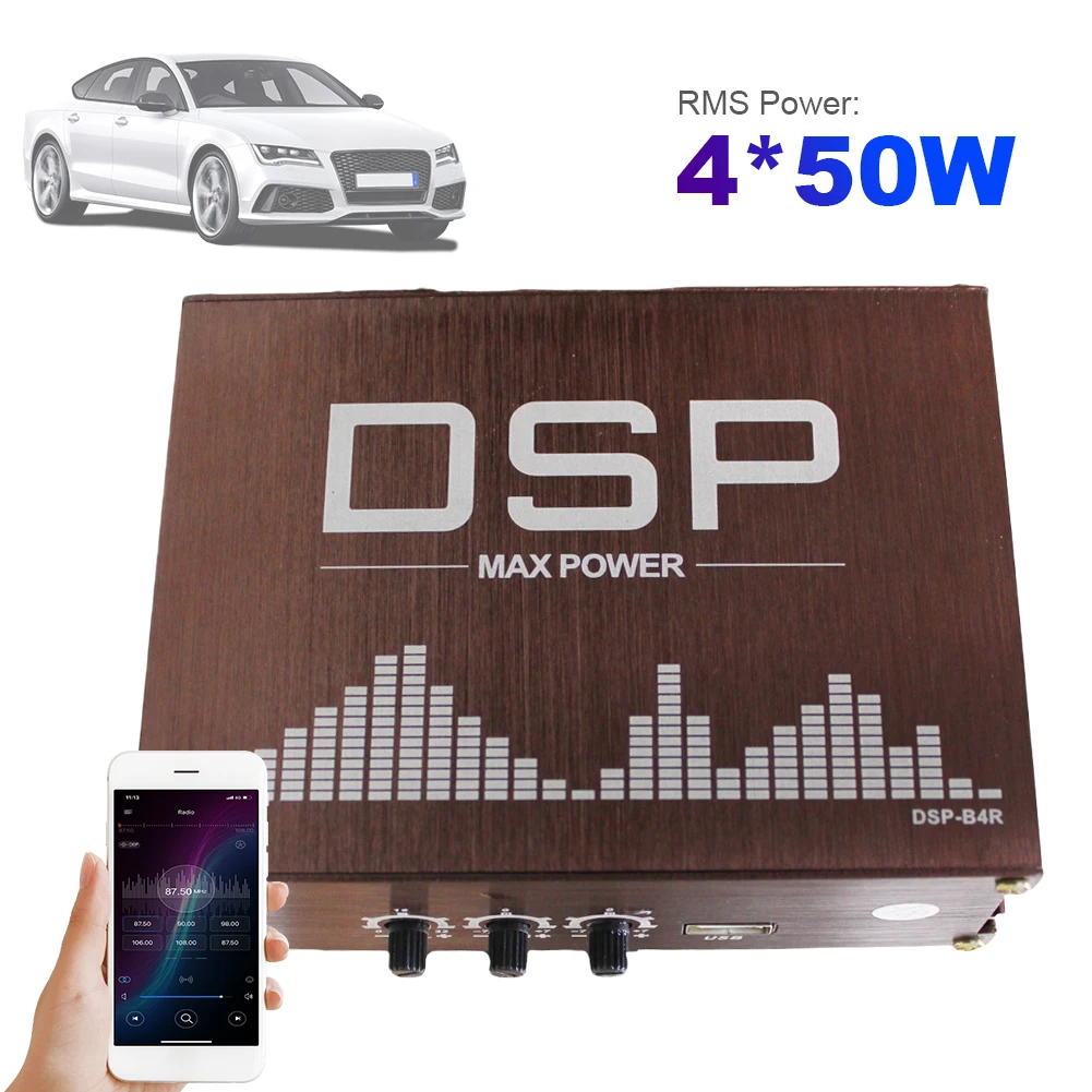 

4x50W Car DSP Digital Audio Processor Support APP Control Audio Digital Sound Processor for Car Audio Enhancement