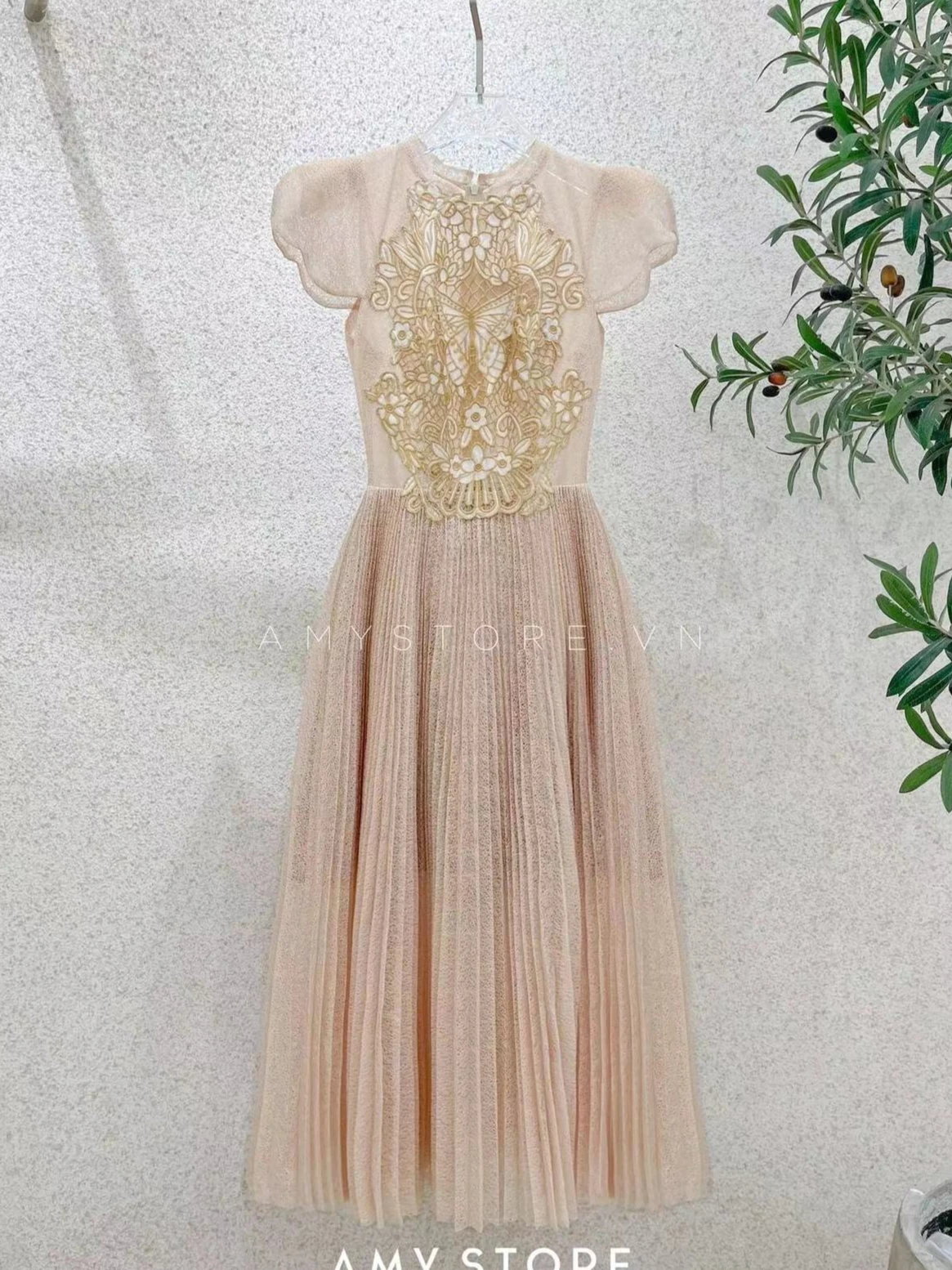 

High End Celebrity Butterfly Hollow Embroidery Heavy Industry Dress Temperament Evening Dresses Sweet Slim Long Dress Women