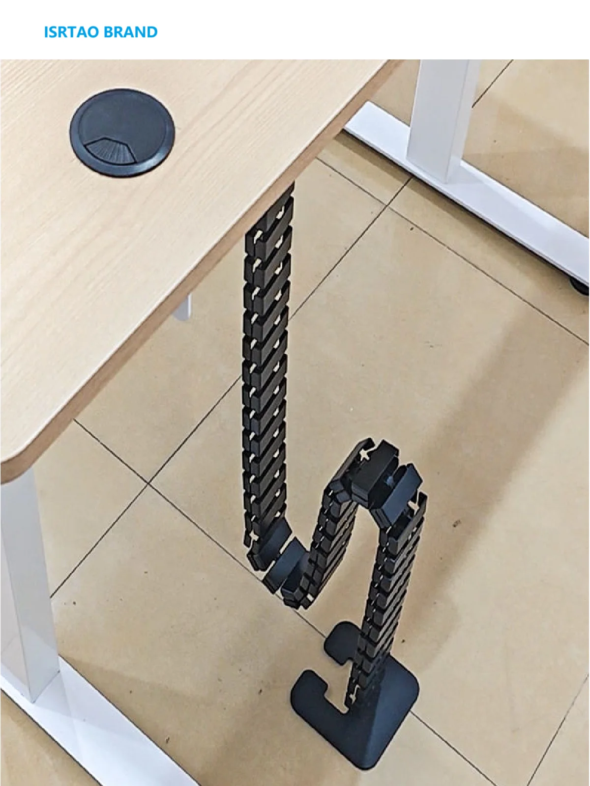 ISRTAO Metal Base Adjustable Cable Sleeve Under Desk Wire Management Workstation Snake Spine Wire Organizer Cleaning Pipe Condui