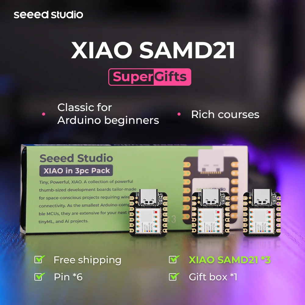 Seeed Studio XIAO SAMD21 (3PCS) Mini Arduino Compatible Dev Board with SAMD21G18 MCU,Support Arduino IDE,MicroPython,Platform IO
