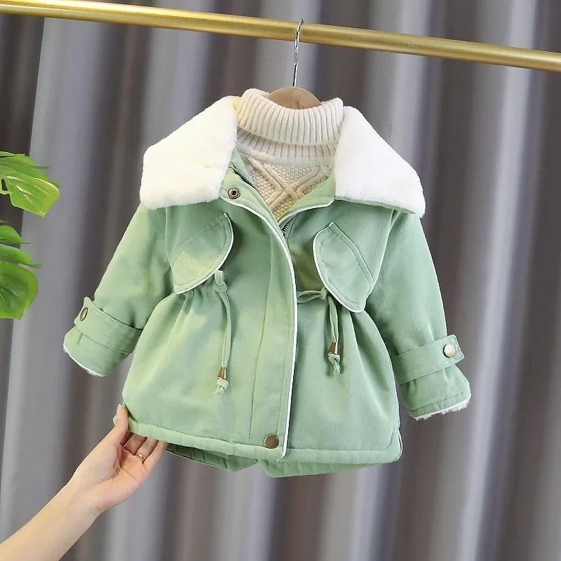 2024 Winter Jacket For Girls Coat Fashion Lapel Children's Outerwear Windbreaker Thicken Warm Toddler Girl Clothes Birthday Gift