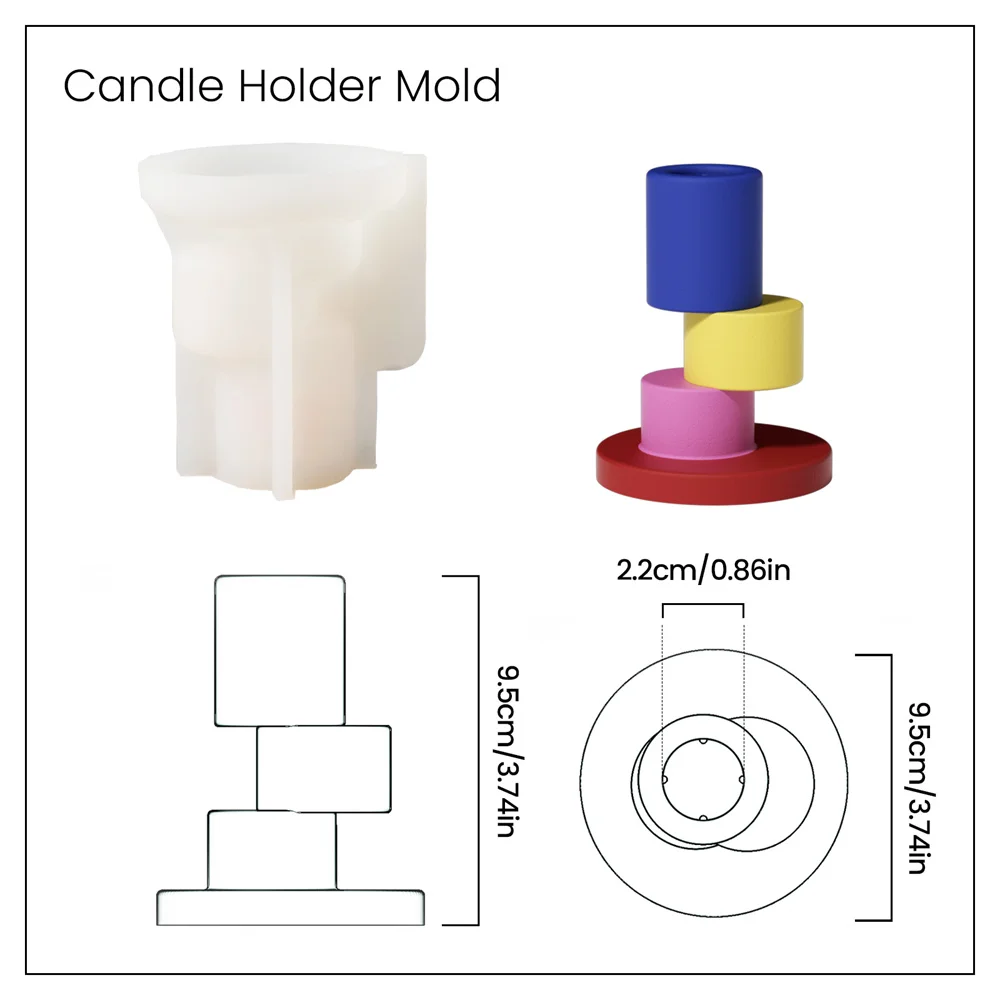 Misalignment Candle Holder Concrete Casting Mold Handmade Candlestick Holder Silicone Molds for Cement Jesmonite Home Decor