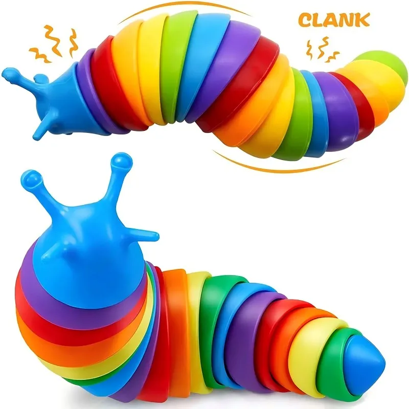 Fidget Slug juguete para niños 18cm 3D colorido sensorial Slug alivia diversión juguete de descompresión creativo Twist Caterpillar Fidget Toys