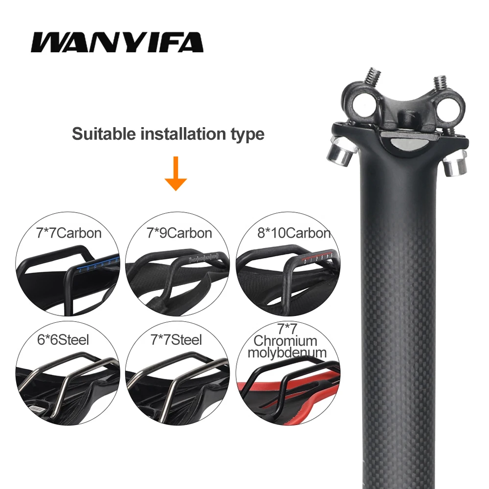 Wanyifa Carbon Seatpost Bike Seatpost  31.8mm*560mm for MTB Bicycle Seat Post