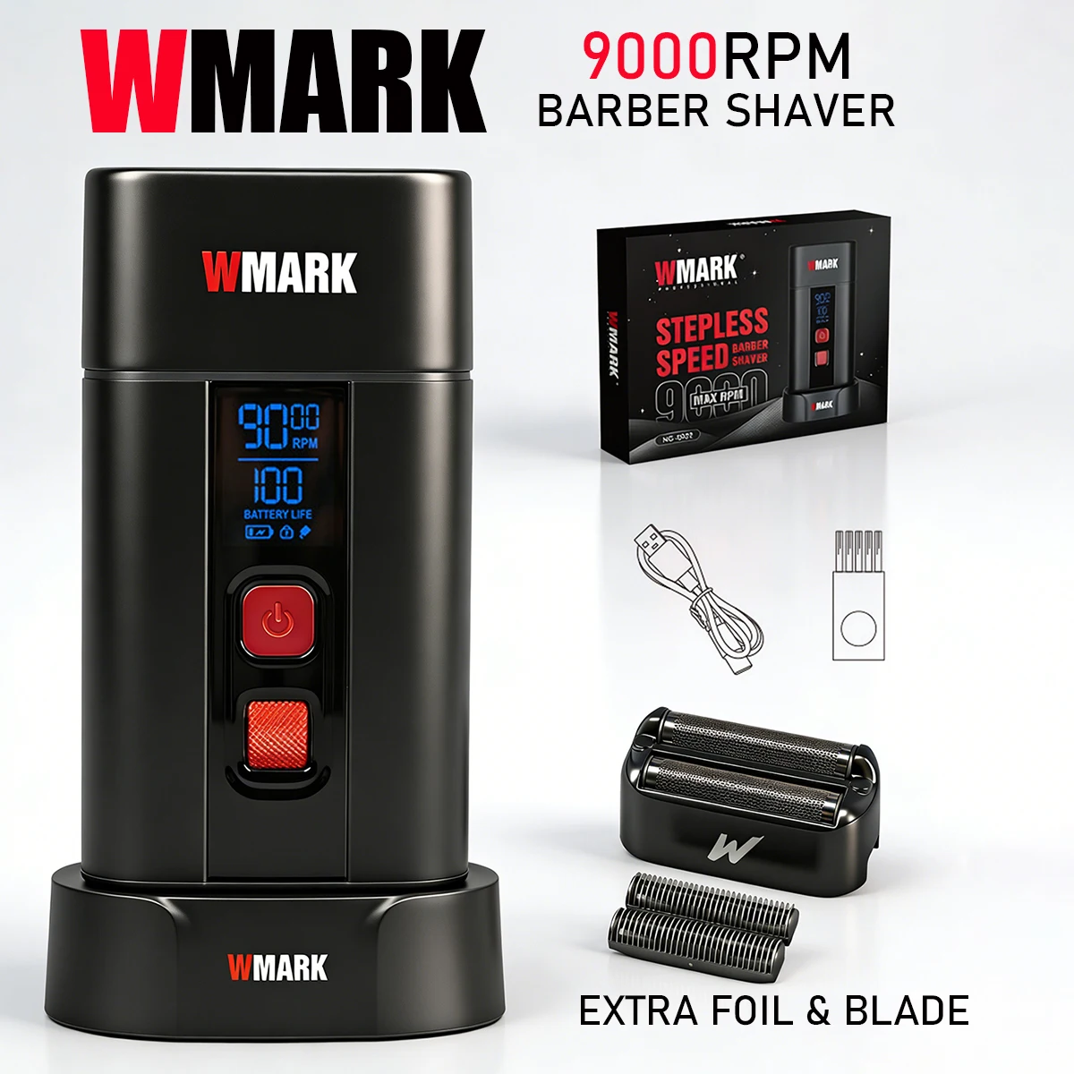 

Профессиональная машинка для стрижки волос WMARK NG-8902 (9000 об/мин) с черным DLC-покрытием, для мужчин, для барбершопов и салонов, с зарядной базой