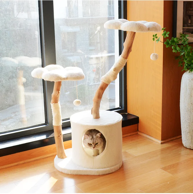 Custom Luxury Wood Flower Floral Cat Tree Tower Cat Climbing Frame Tree Flower Cat Tree