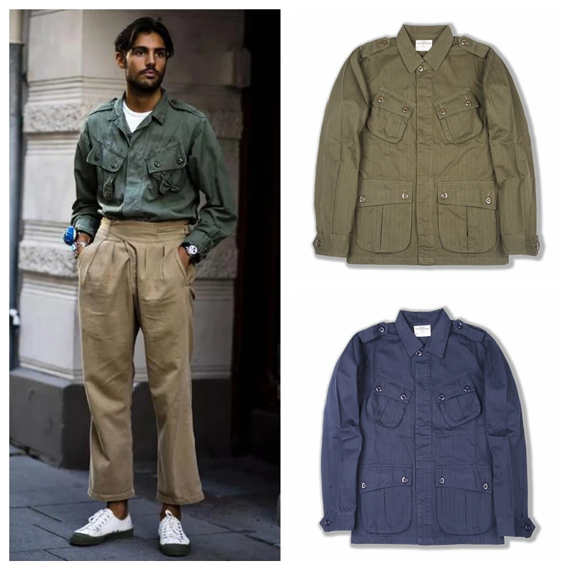 

Винтажная мужская камуфляжная куртка в американском стиле с множеством карманов, для активного отдыха, повседневная, с длинными рукавами, отложным воротником