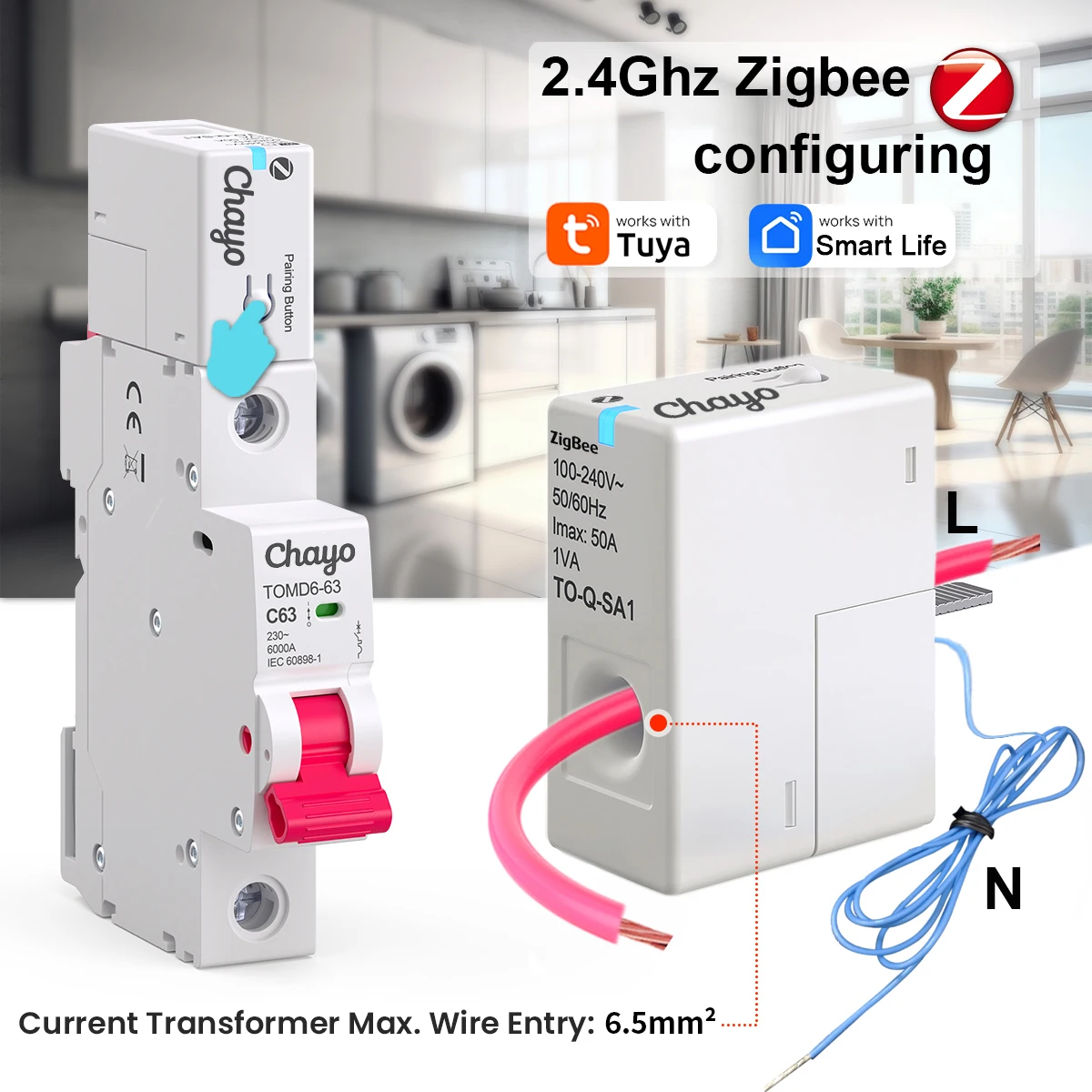 Chayo Zigbee Smart Energy Meter 1-50A,Tuya APP Remote Power Monitoring, Prepaid Function,Work with Smart Life and Home Assistant