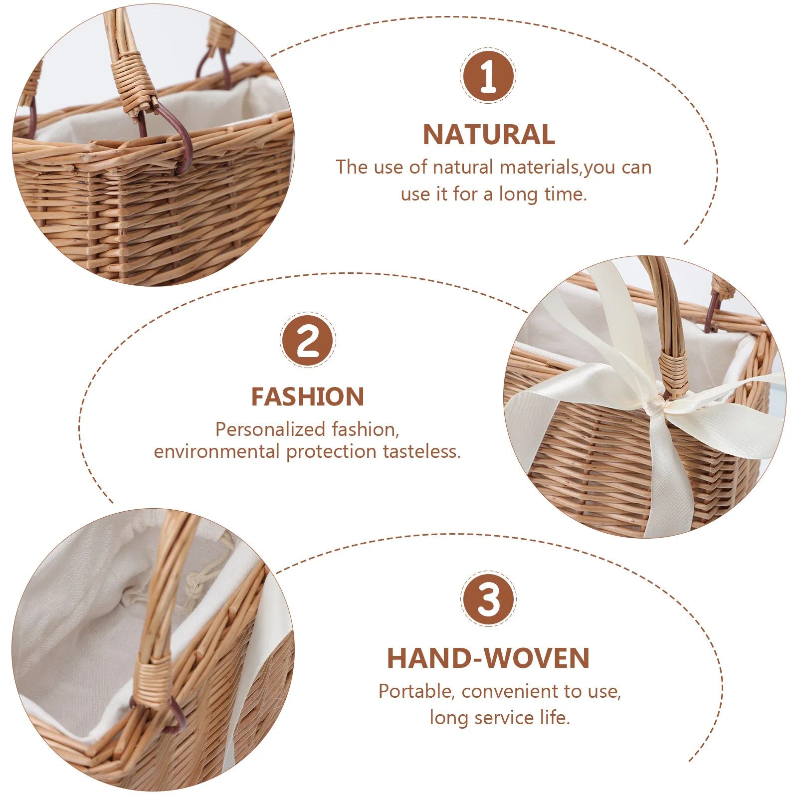 Rattan Flower Basket Natural Beauty Container Gift Storage Delicate Woven Bag Wood